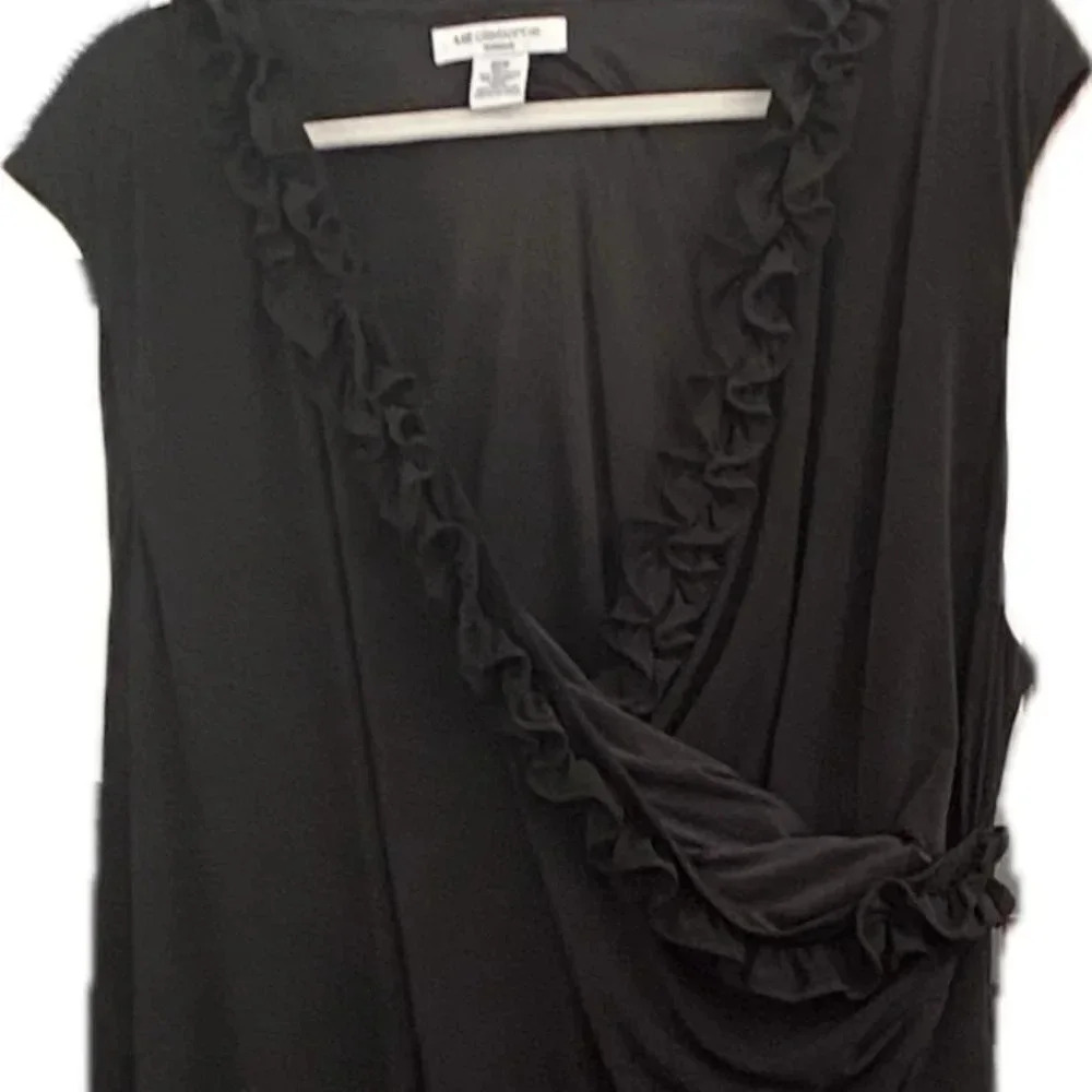 Liz Claiborne Dress Ruffle V-Neck Cap Sleeve Faux Wrap Dress Plus Size 22W
